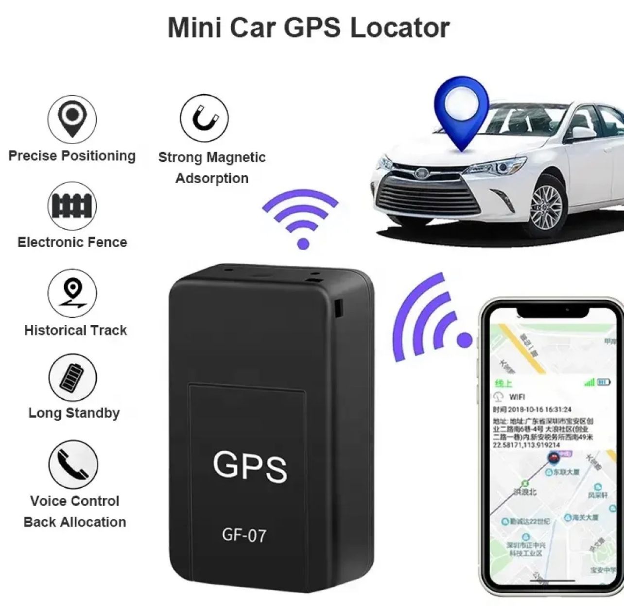 GF-07 Magnetic Mini GPS Tracker – Real-Time Tracking aur Voice Listening